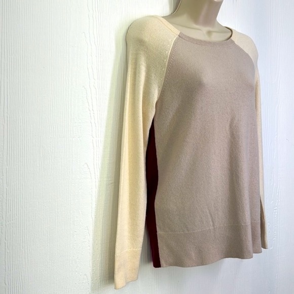 Neiman Marcus - 100% Cashmere Color Blocked Zipper Back Crewneck Sweater XS - Picture 4 of 10